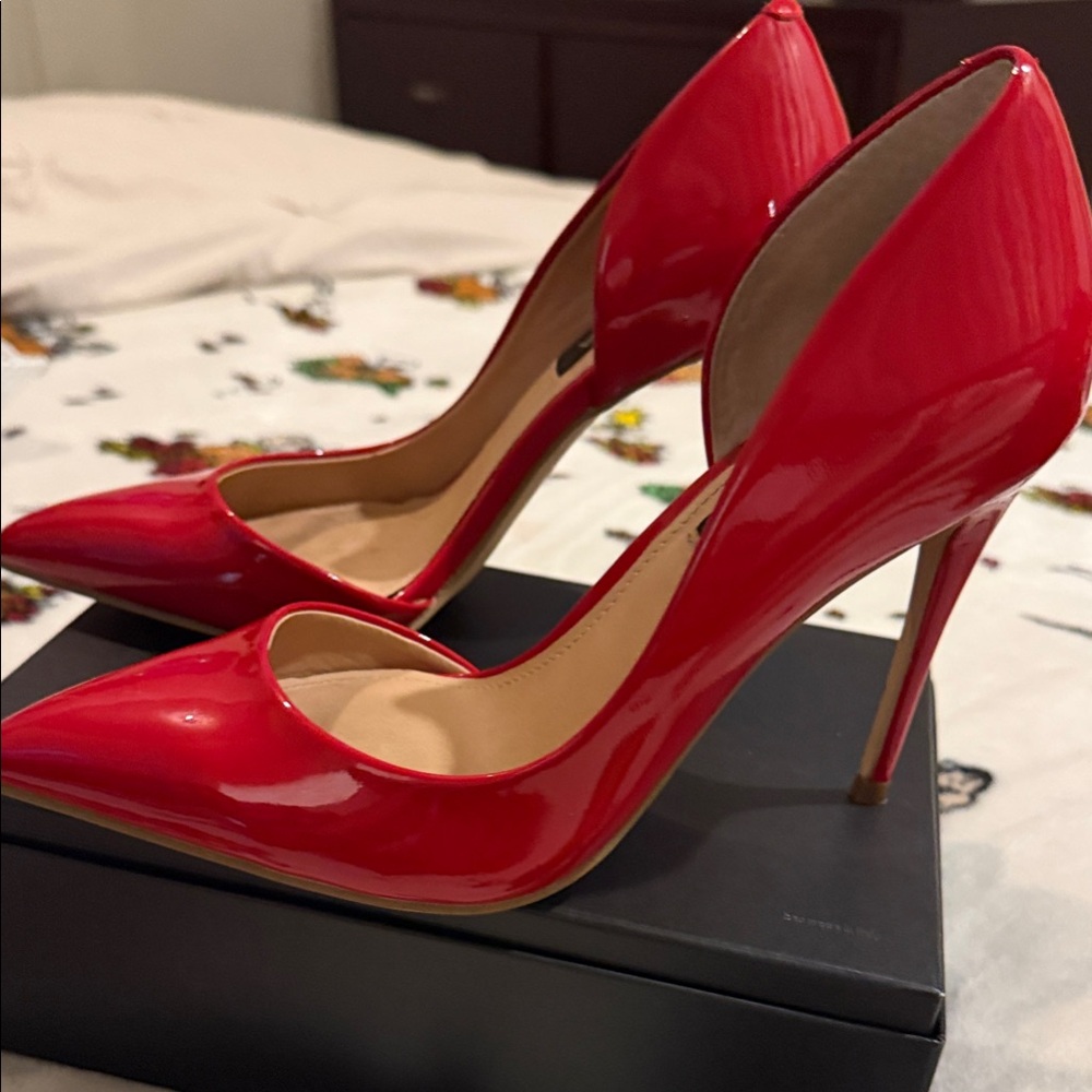 Aqua Glossy Red Stiletto Heels